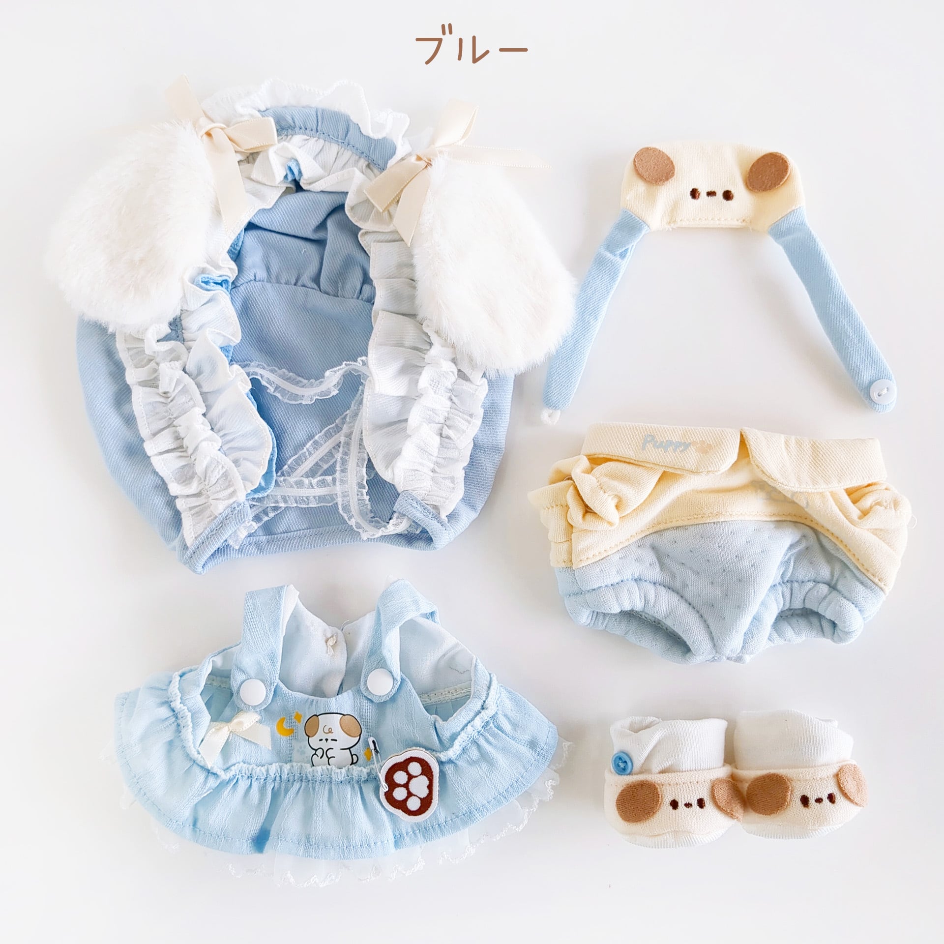 7Q-1353【20cm】どうぶつボンネットセット | Little Closet │ ぬい服