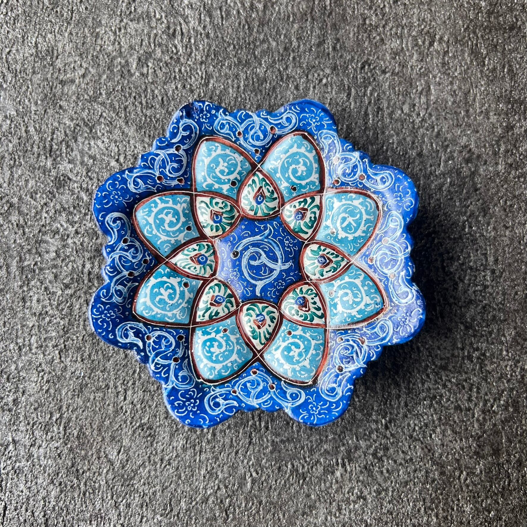 ペルシャの飾り皿（ミーナーカーリー）9cm アクセサリートレイ【MINA