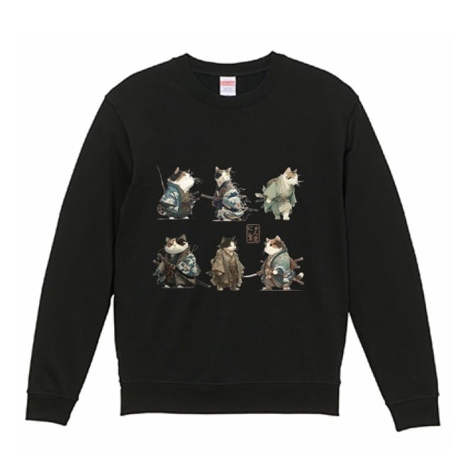 「江戸の剣士-六変化」スウェット リブ付/"Edo Swordsman - Six Transformations" Sweatshirt with Ribbed Detail