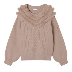 ファーショールカラーニット　A3450