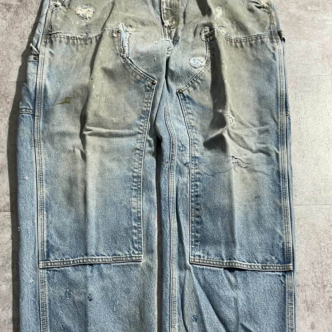 襤褸メキシコ製 デニム ダブルニー Carhartt B73 DST 38×30 | ib2