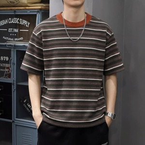 マルチボーダー ルーズフィットニットTシャツ 2カラー 11358