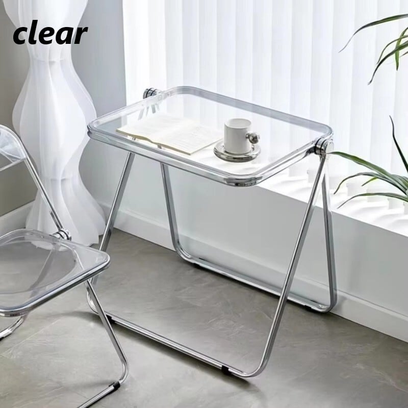 サイドテーブル 折りたたみ クリアデザイン 正方形 ポータブル ダイニング テーブル クリア 折りたたみ ポータブル シンプル モダン