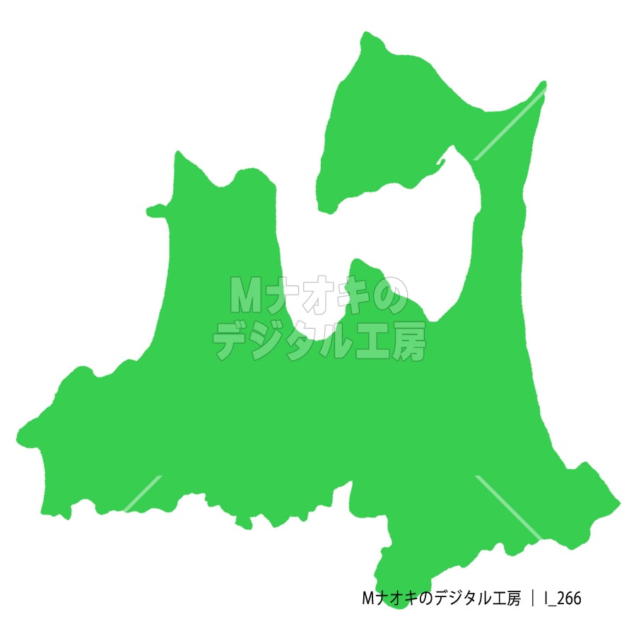 少しゆるい青森県地図 フチなし 【I_266】 A slightly loose map of Aomori Prefecture without borders