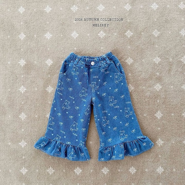 【取寄】melikey|bear frill jeans|ベアフリルジーンズ|XS-JM|kids&jr|26 autumn