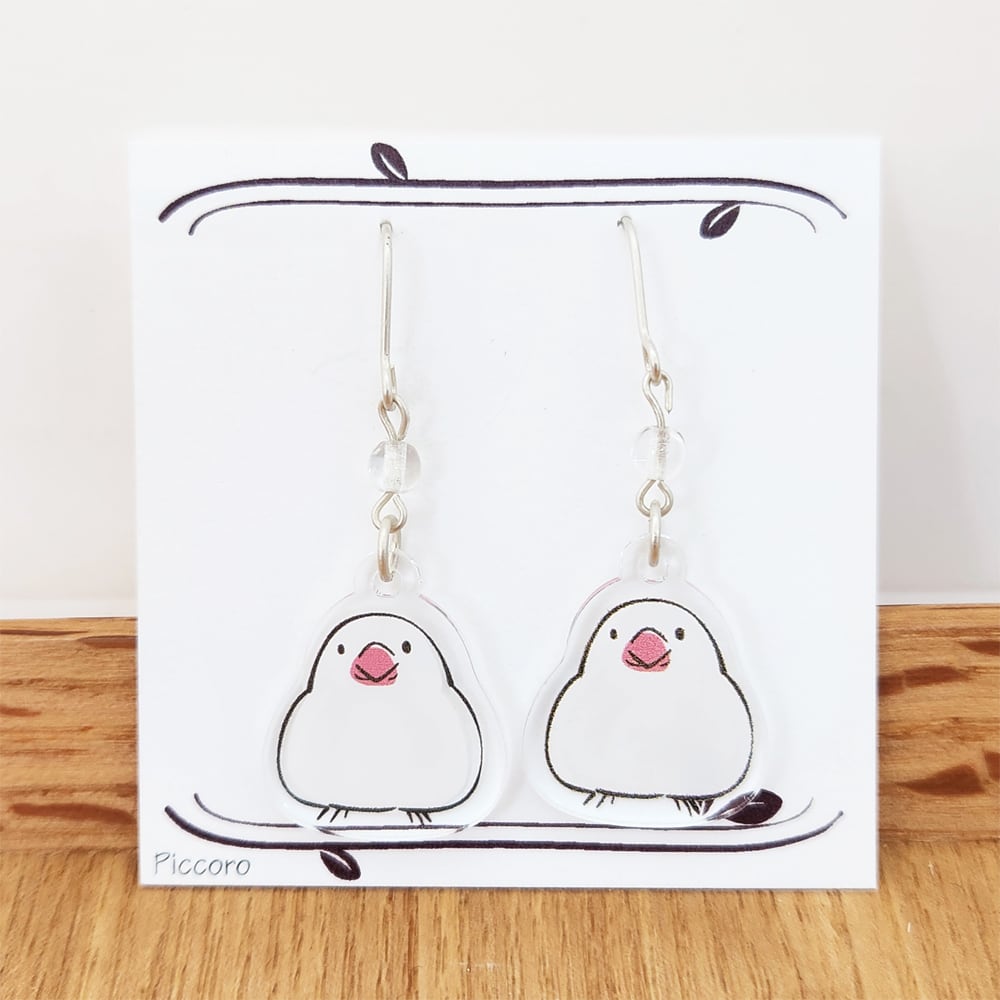 ピアス　白文鳥（フック）