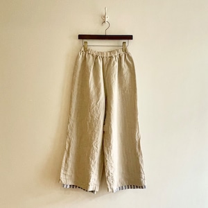 C30522 Plain Line & Cotton Linen Stripe Reversible Pants