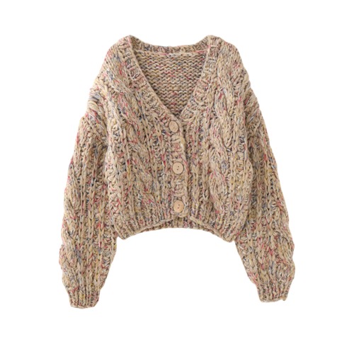 Volume Cropped  Knit Cardigan  T4144