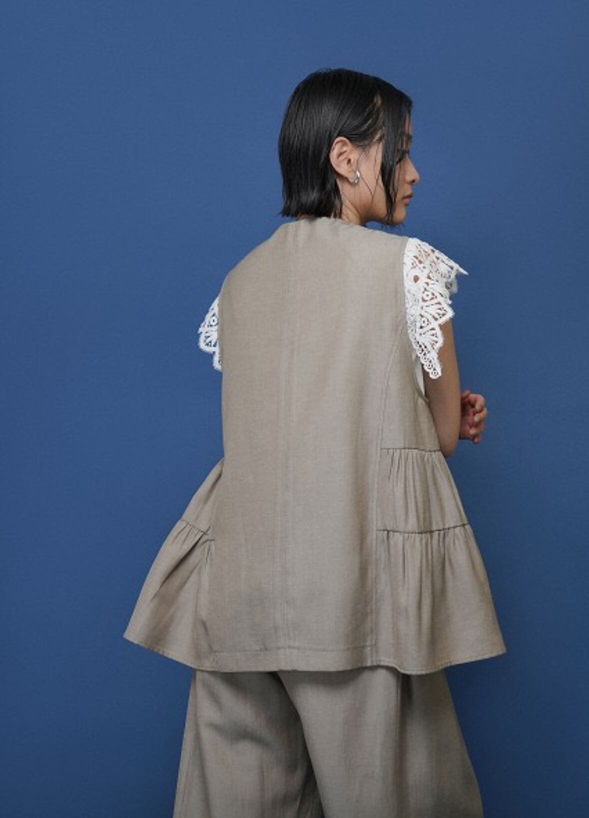 SALE！CYAN TOKYO シアントーキョー レースカラーノースリTOPS 601478
