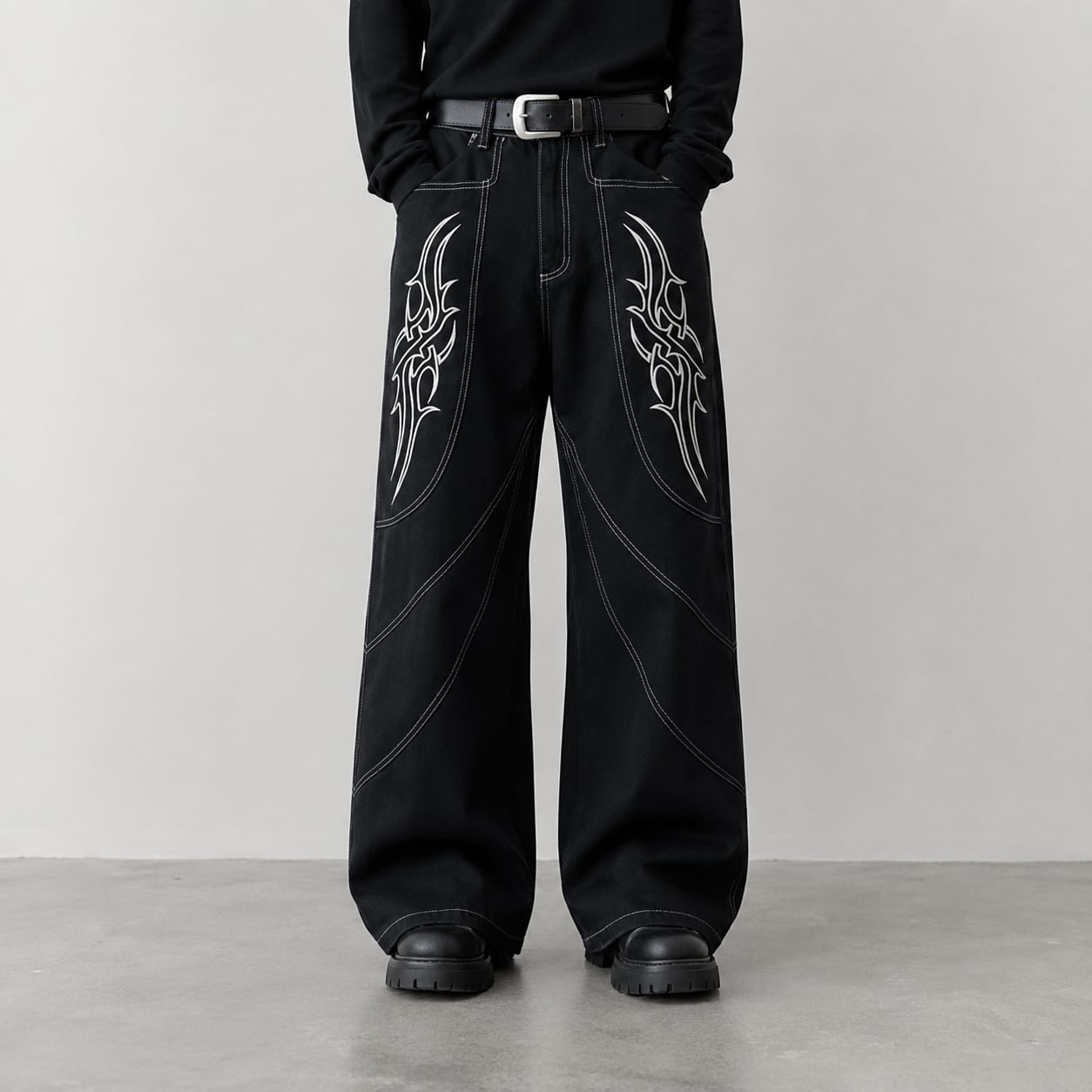 Stitch design denim pants 0013