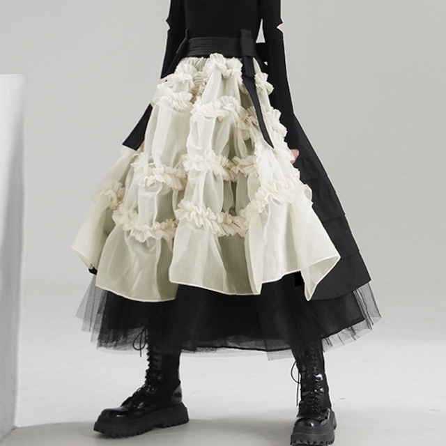 【TR1457】Gothic Frill Tulle Skirt