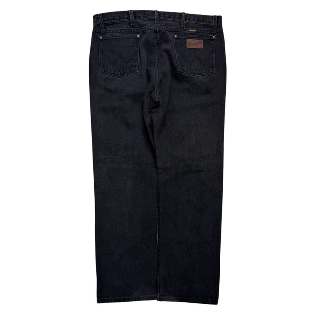 【レザーダブルニー】【リメイク】【W36×L30】wrangler デニムパンツ　革パッチ