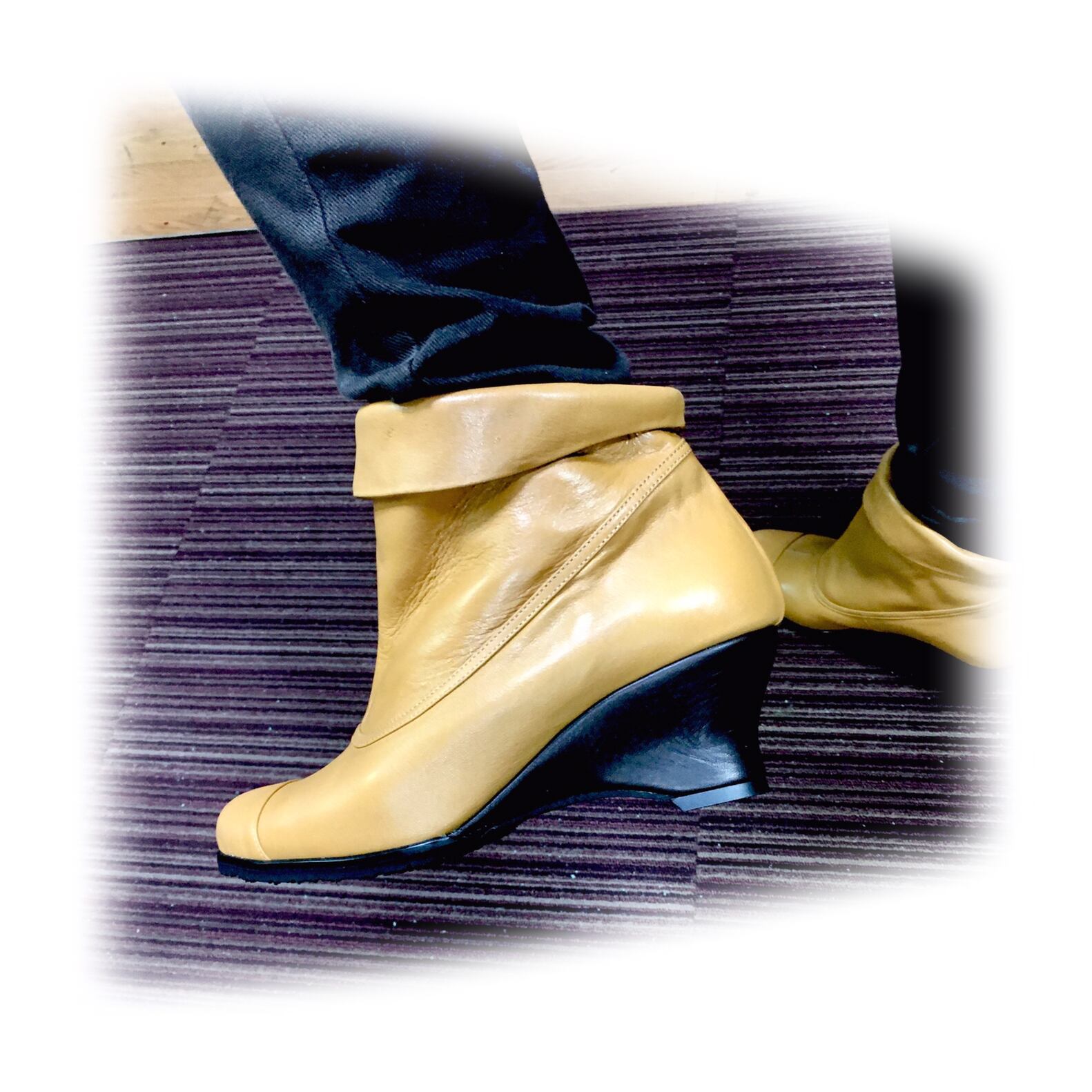 2wayラウンドトゥウェッジヒールブーツ