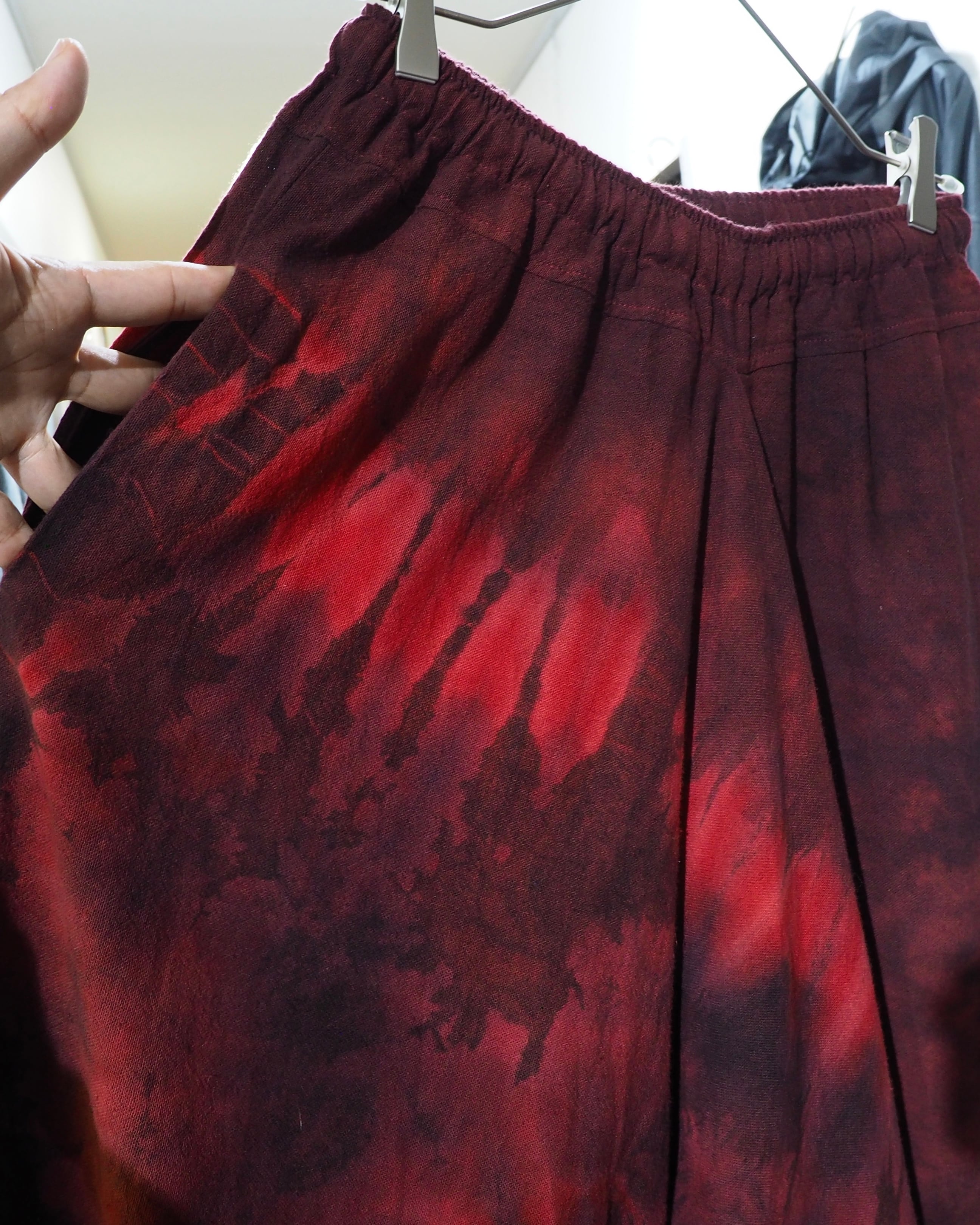 " 染色 " Beautiful Dark Bordeaux Over Dyed Sarouel Pants