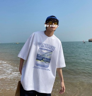 【韓国通販 dgo】オーバーサイズ フォトプリントTシャツ 3colors ホワイト/ブラック(M2116）センス溢れるファッションitem