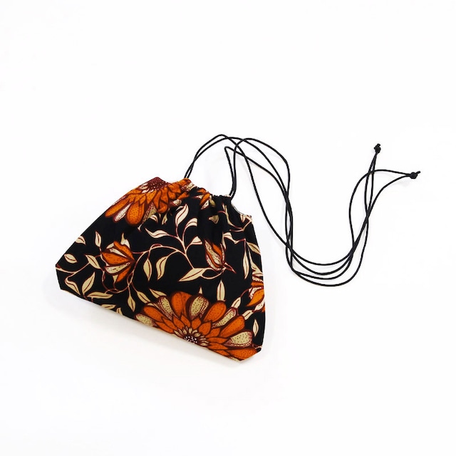 アフリカ布の巾着ショルダー（アフリカンプリント）斜めがけ たすき掛け インナーバッグ