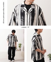 ◆総柄 オープンカラー オーバーシャツ◆gw-8383pwg