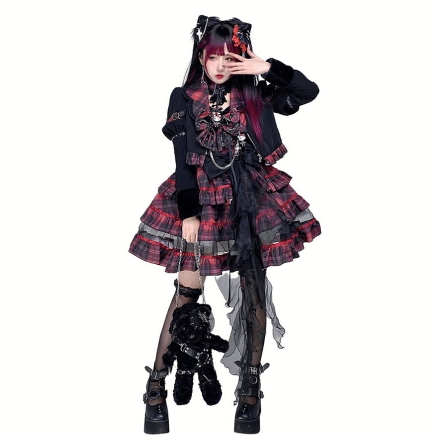 ゴスロリ JSK ジャンパースカート チェック柄 ジャケット アイドル