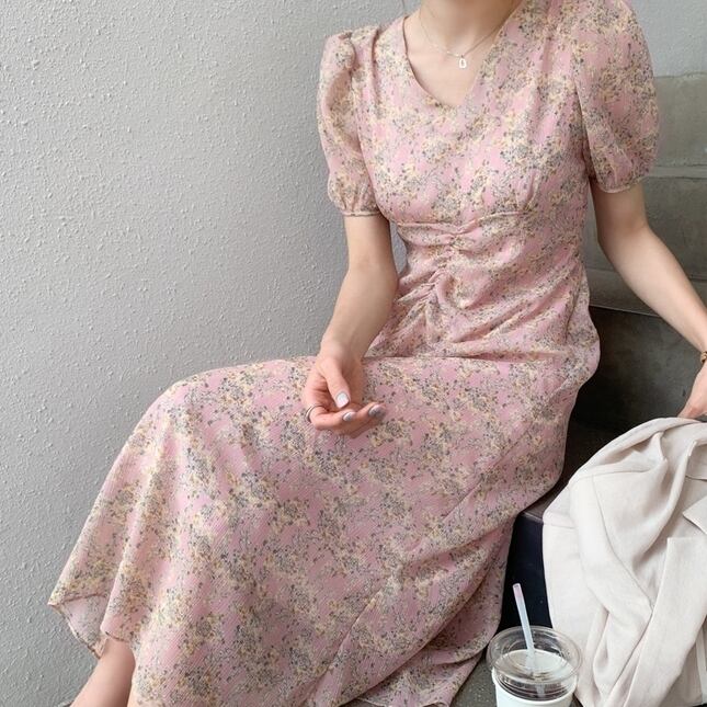 フローラルシャーリングワンピース 814 Mimirie