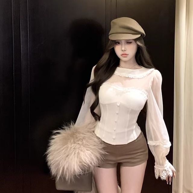 【tops】チュールドッキングトップス Q7905