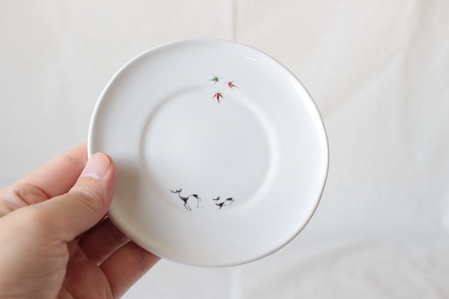 【工房kuromiya】色絵リム小皿　鹿もみじ