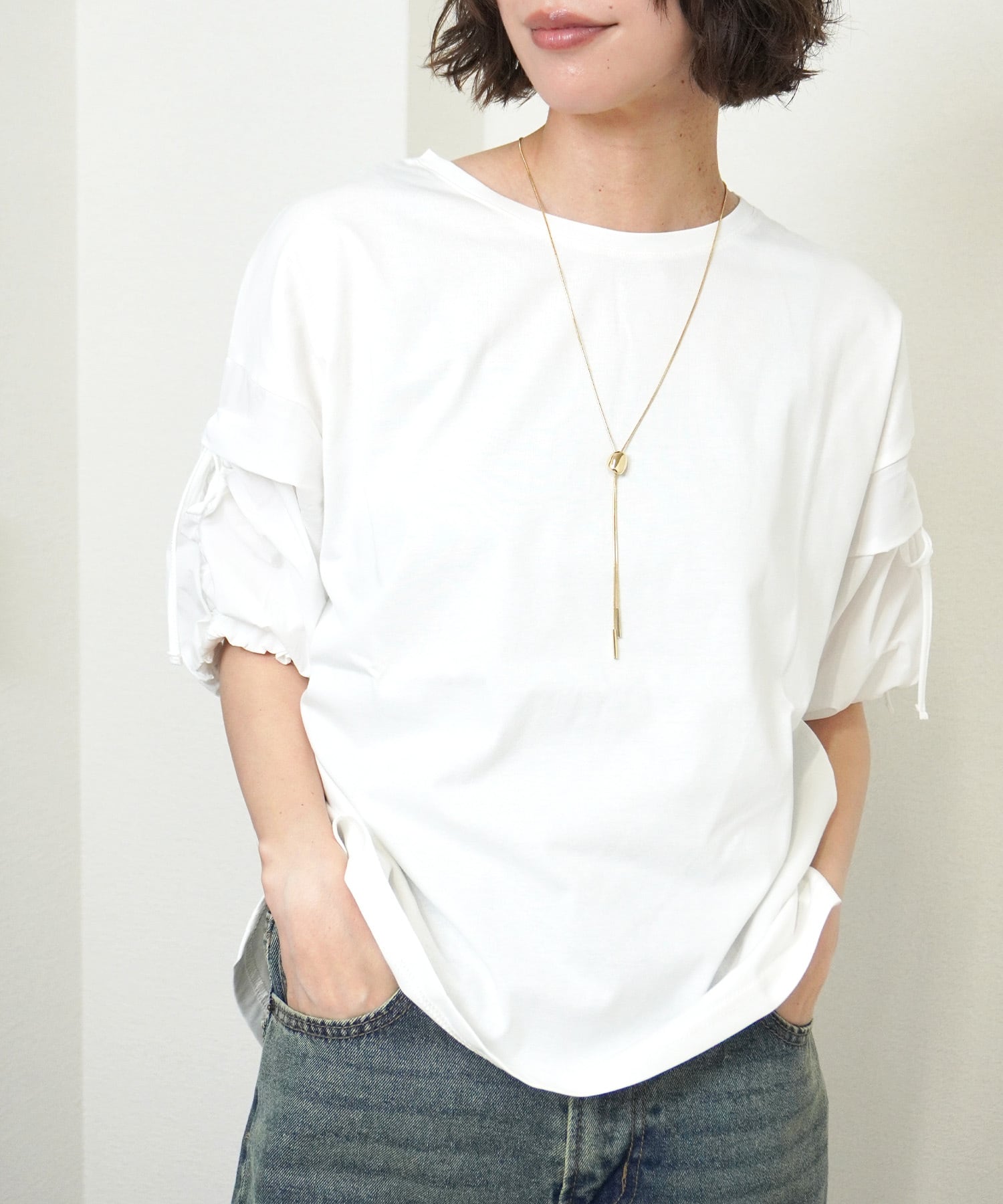 袖布帛切替Tシャツ 5226015(0521)