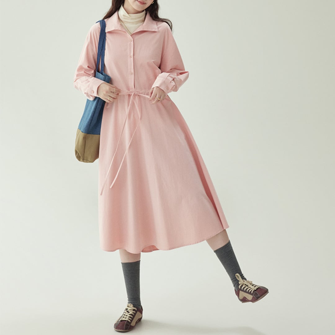 drawstring shirt dress