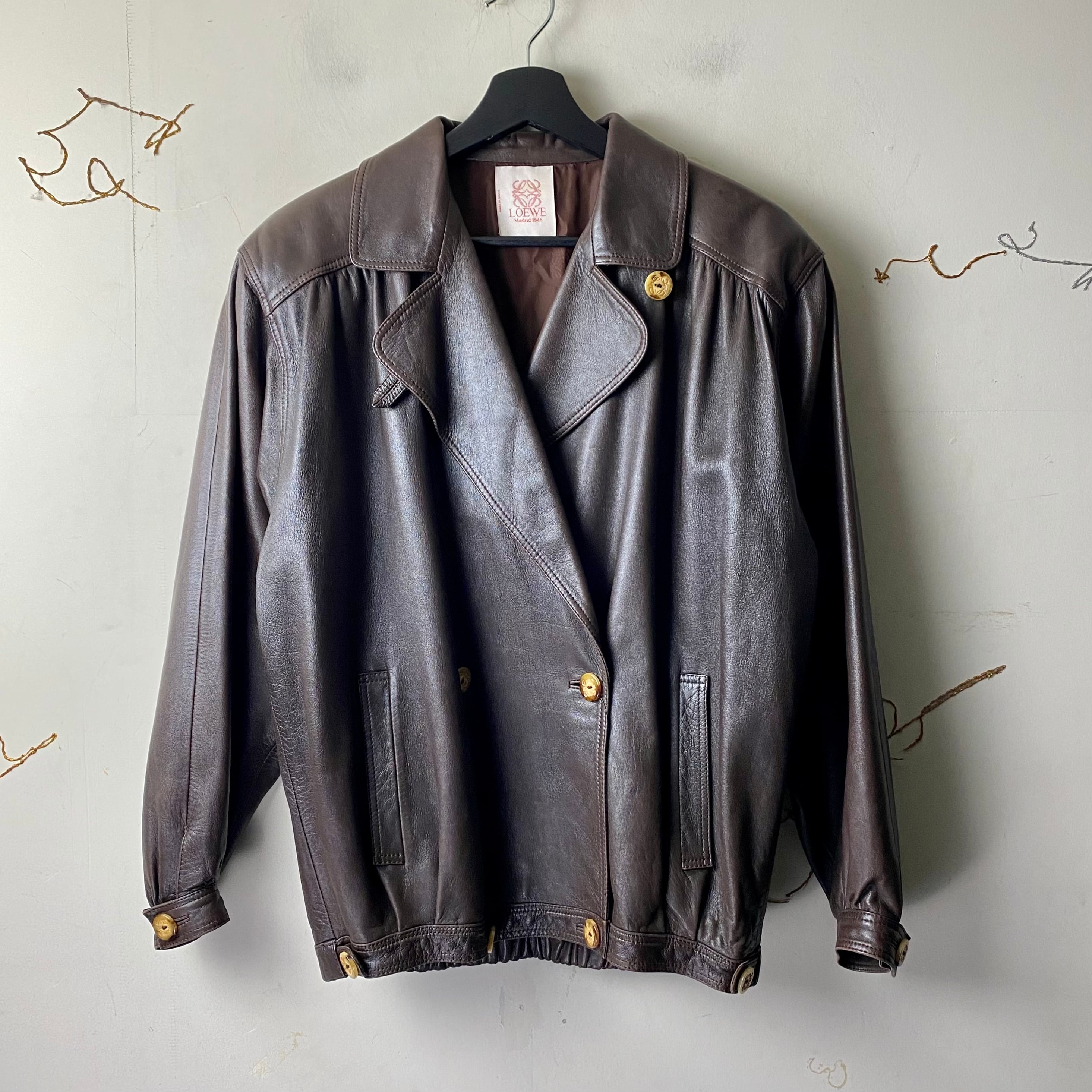 vintage LOEWE dark brown leather jacket | NOIR ONLINE