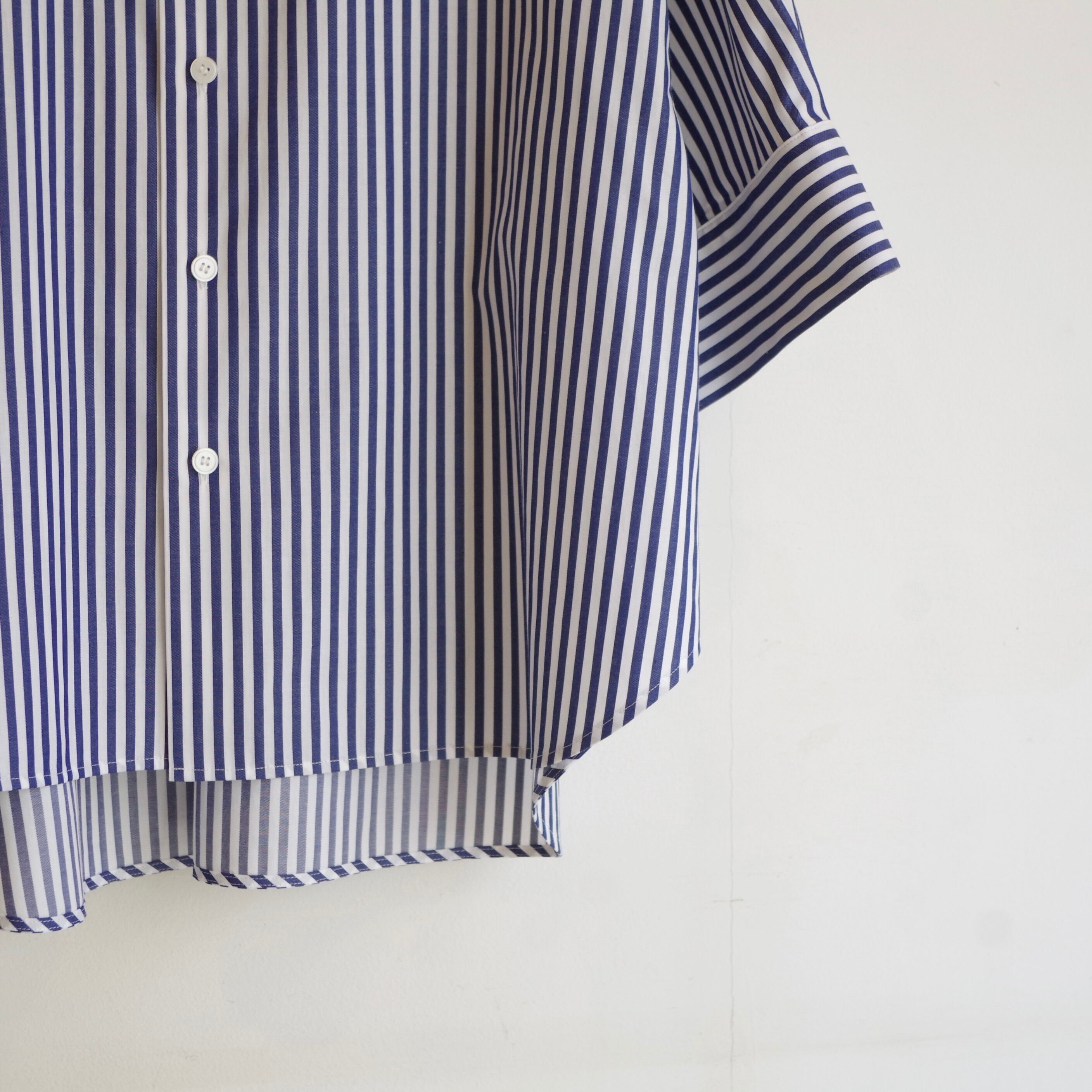 SINME ストライプシャツ ホワイト × ネイビー | 1F Store