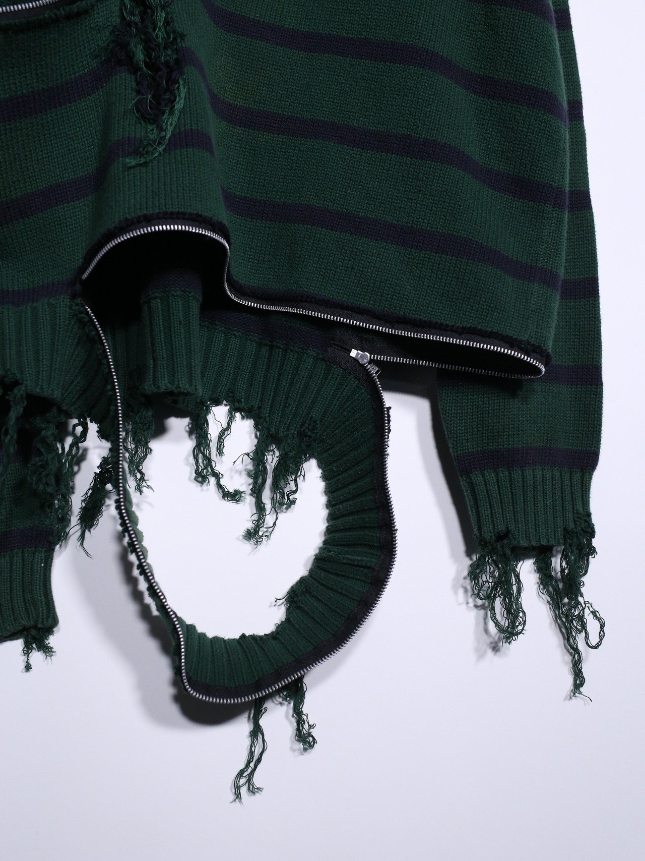 REMAKE / zipper custom border boro knit - 12