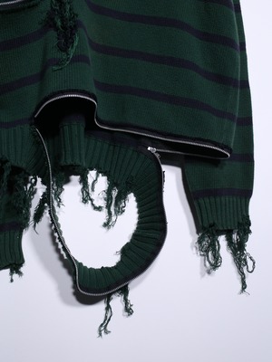 REMAKE / zipper custom border boro knit