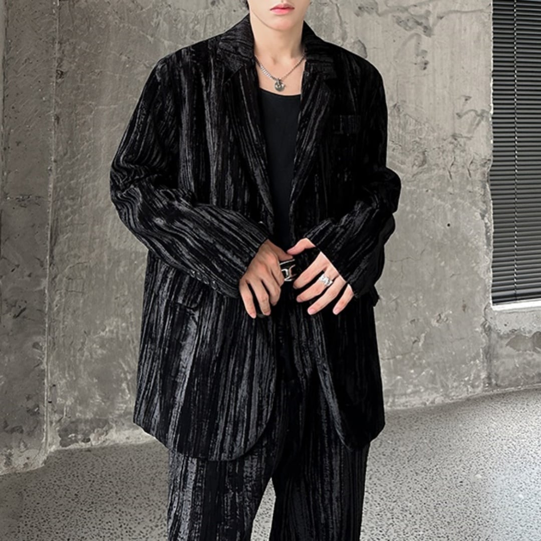 レトロスタイル ベルベットルーズスーツ セットアップ 2カラー D11213