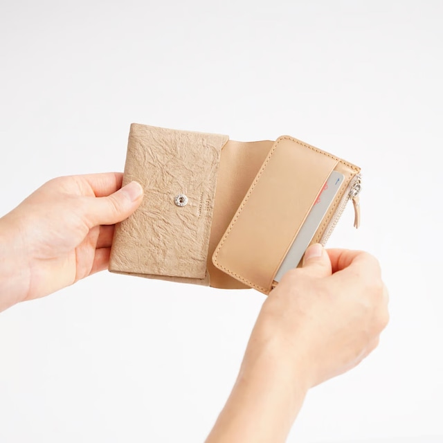 i ro se PAPER 3WAY MINI WALLET ( L.BROWN / BLACK )