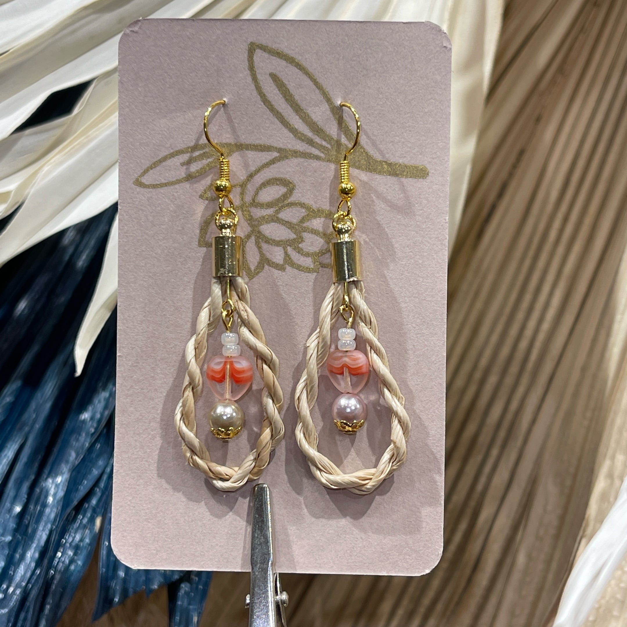 かみや商店 月桃の葉ピアス ハートチャーム(T-A44-39) | tete by