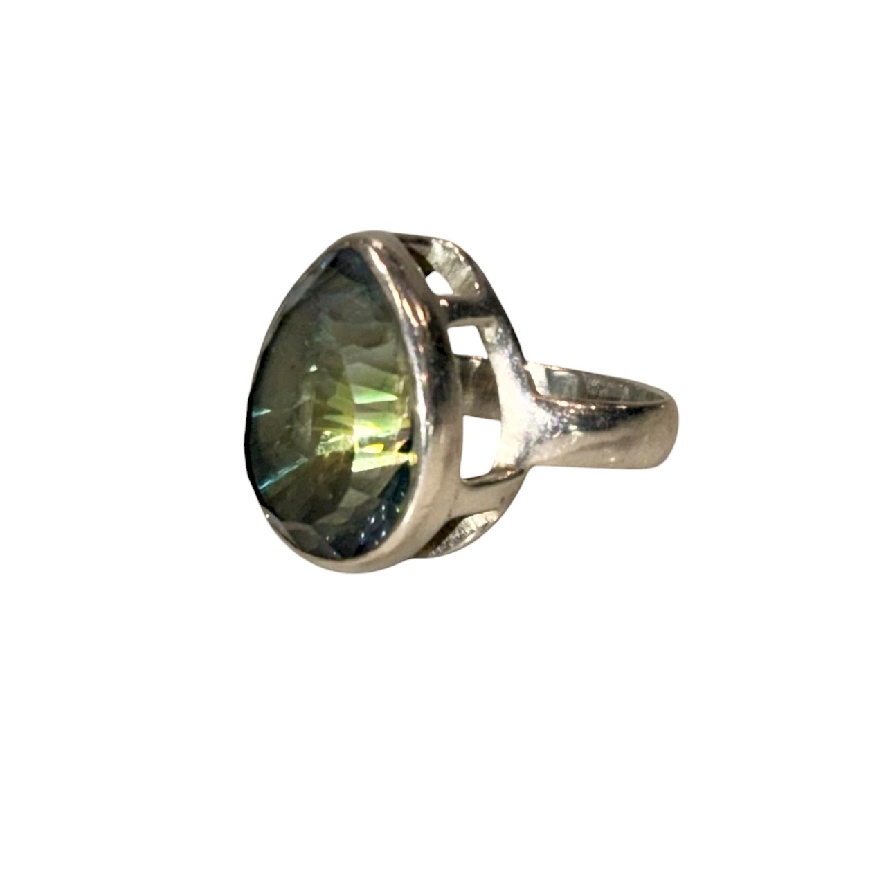 vintage silver " mystic topaz "ring