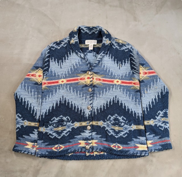 jones new york native pattern shawl collar cardigan 小岩店