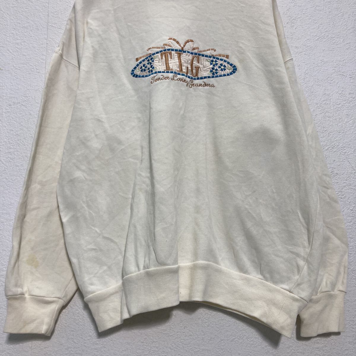 ENERGY 刺繍 スウェット トレーナー レディース XL ブルー ホワイト