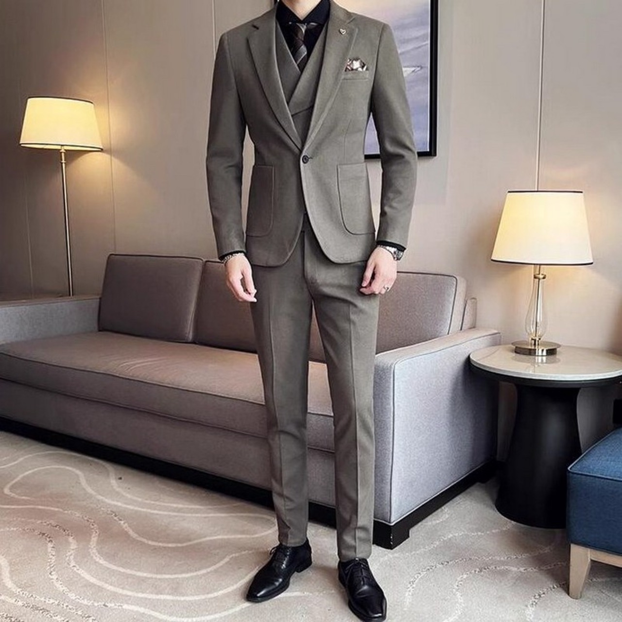 slim fit suit set 3piece 00007