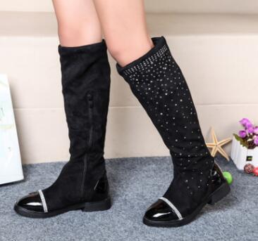 【新作】【送料無料】 子供靴男の子プリンセスブーツ膝上ブーツ冬ブーツバイカーブーツ厚手の豪華なラインストーン美しい シューズ ウィンター 冬物 AL expec434726187843