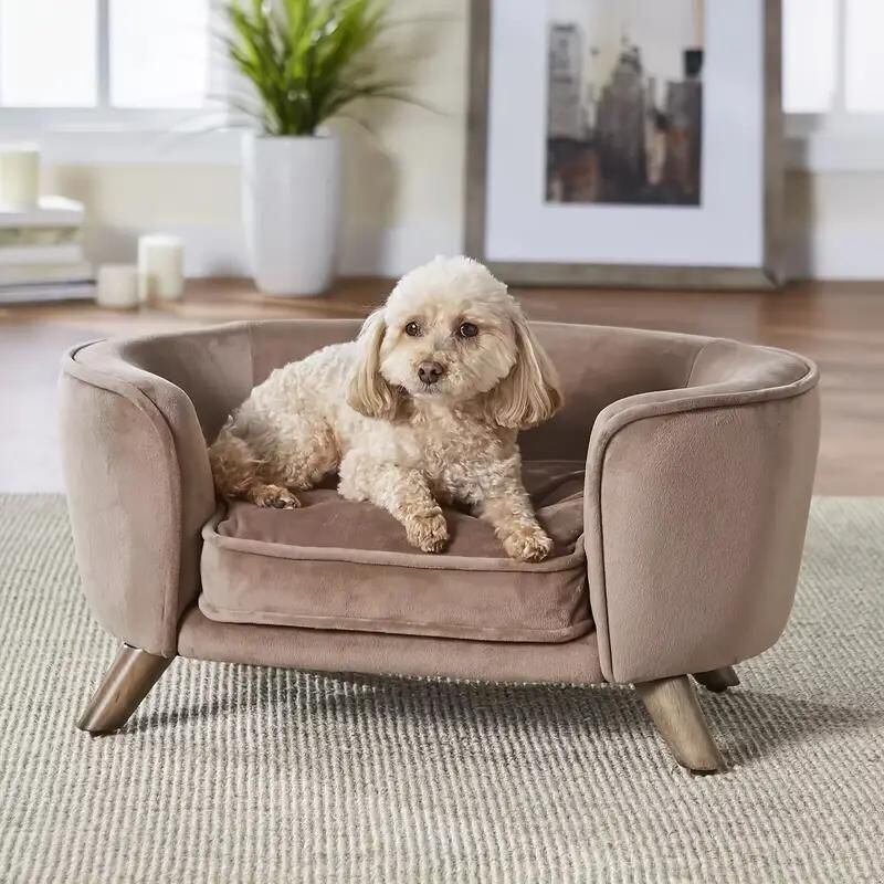ペットベッド ペットソファ ペット用チェア 脚付き 犬 猫 超小型犬 小型犬 クッション付き ポケット付き インテリア ベルベット生地 おしゃれ かわいい ピンク ブルー ワインレッド ベージュブラウン