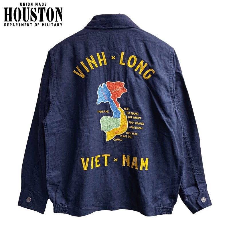ヒューストン ベトジャン ベトナムジャケット マップ地図 刺繍 ネイビー XL HOUSTON ヒューストン ベトジャン ベトナムジャケット マップ地図柄
