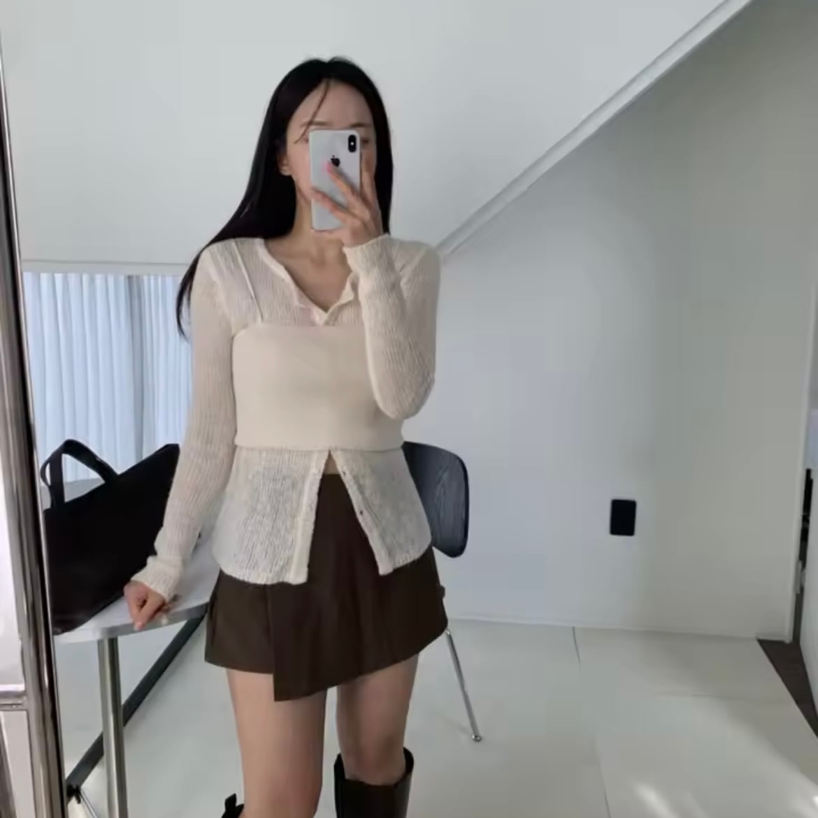 fluffy knit bustier set