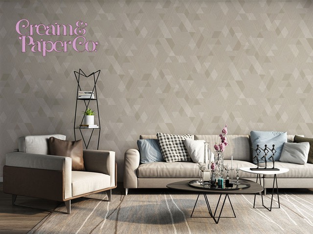 【切り売り】ベージュ × グレー Geometric FL1-775303MT for DIY 幅53㎝ リピート64㎝