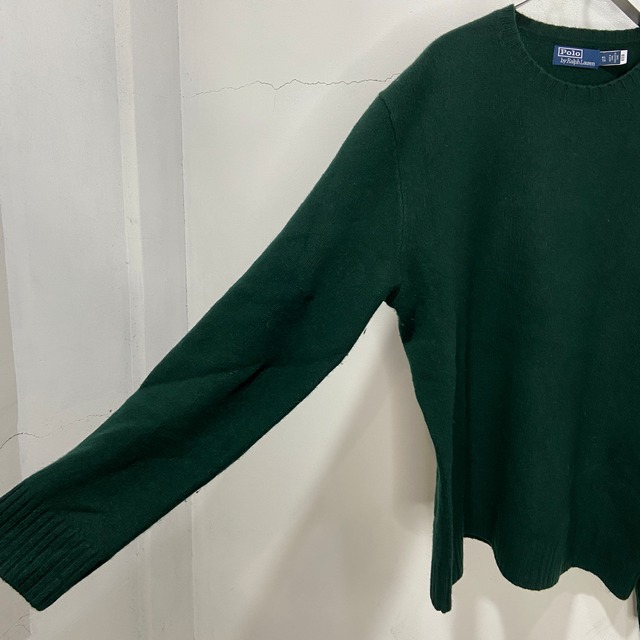 Ralph Lauren エルボパッチ付きセーター ウールカシミヤ 緑 XL