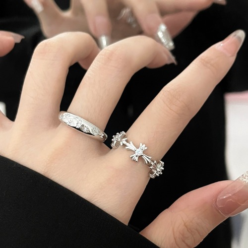 cross silver ring / l0893