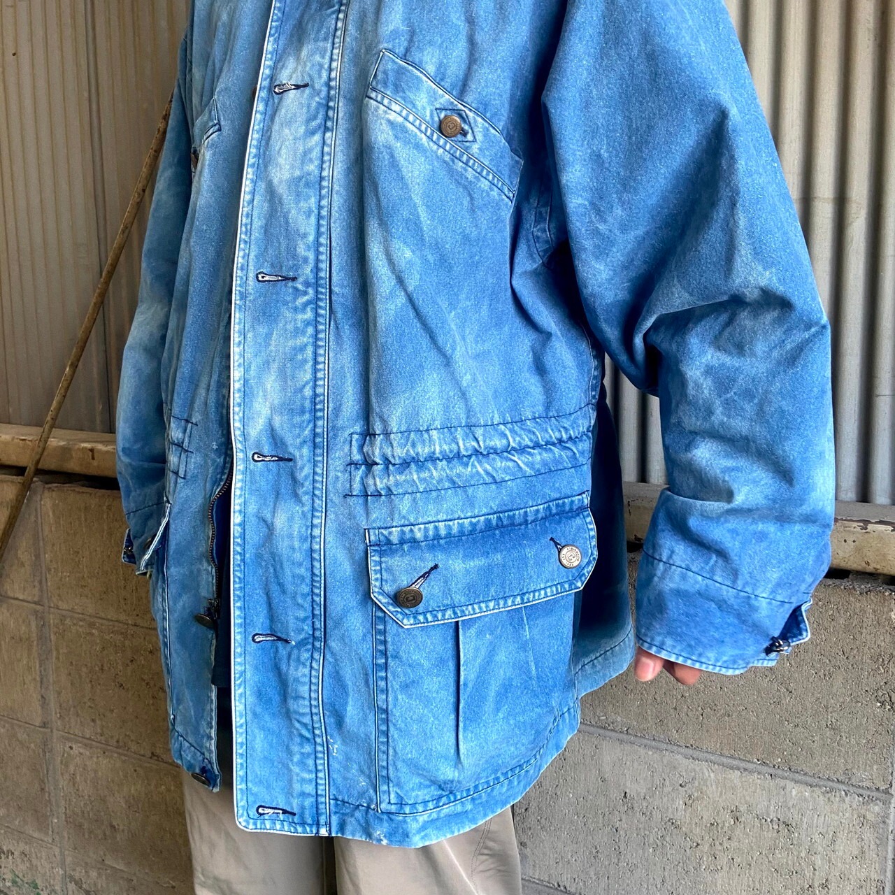 80〜90年代 Claiborne タイダイ柄 デニムカバーオール メンズL 古着 