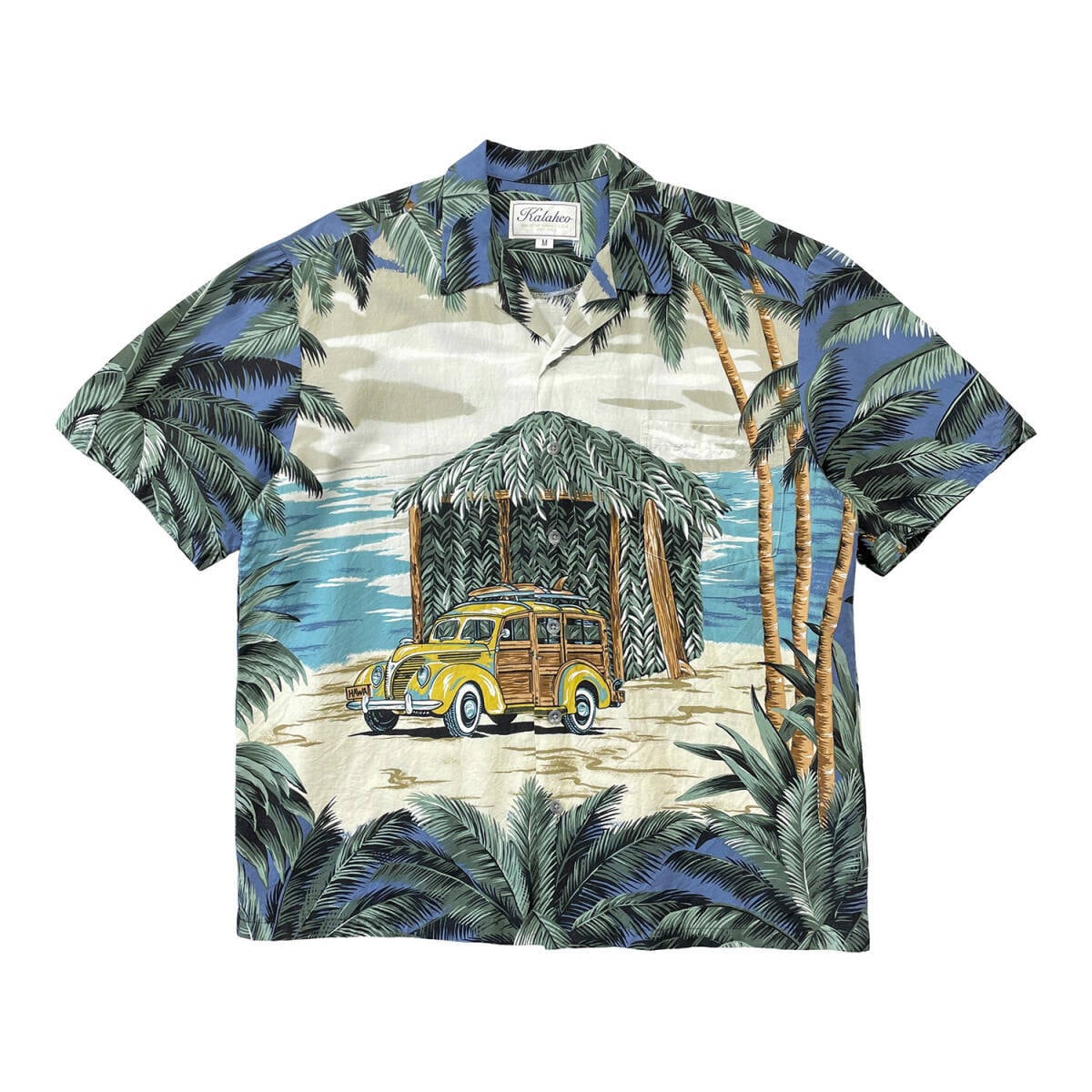 カリビアンジョーアロハシャツハイビスカス柄オープンカラーベージュ古着j USA 古着 CARIBBEAN JOE カリビアンジョー カリビアンジョーアロハ
