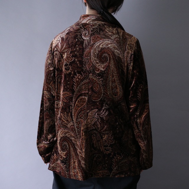 "velours×glitter" paisley pattern china shirt