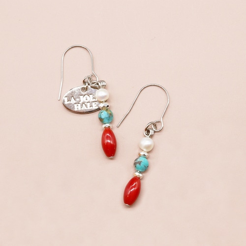 【Be Loved Turquoise】ターコイズ×コーラル×パール ピアス
