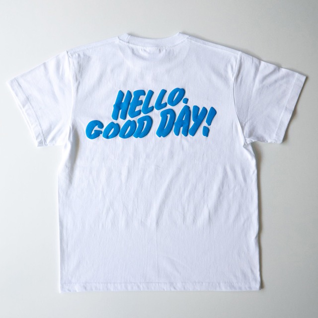 HELLO GOOD DAY! _ Ｔシャツ［ホワイト × ブルー］（T00015-01）